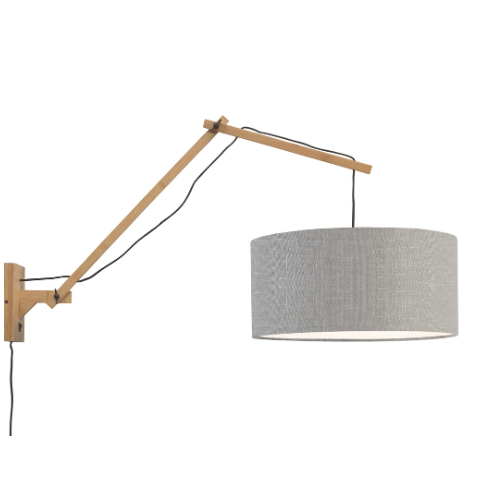 Good&Mojo Wandlamp Andes bamboe nat./kap 47x23cm ecolin. l.grijs, L